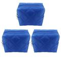 Kingsley Quilted Cosmetic Bag - Multi-Purpose Zipper Makeup Bag Pouch Blue - Set of 3