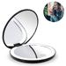 AUPERTO Compact Rechargeable Lighted Makeup Mirror for Travel Purse and Handbags 1X and 10X Magnifying Handheld Makeup Mirror with 12 LEDs Lights Illuminated Double Side Folding Mirror