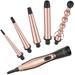 Ustar 5 in 1 Travel Size 0.35 to 1.25 Tourmaline & Ceramics Hair Curling Wand Set with 5 Interchangeable Barrels Ionic Rose Gold