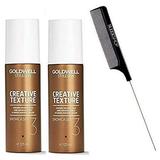 Goldwell Original Stylesign Creative Texture Showcaser 3 Strong Mousse Wax (with Sleek Steel Pin Tail Comb) Hair Foam Whip Pomade Gel ((PACK OF 2) 4.1 oz / 125 ml)