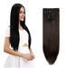 4Pcs Clip in Straight Hair Extensions Natural Straight Hairpieces with 11 Clips 18/24 inch Long Soft Clip on Extensions Hair Pieces for Women - Dark Brown 260g Per Set