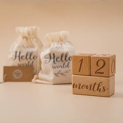 Ensemble de cartes de jalons en bois pour bébé 6 pièces/ensemble blocs Photo de bébé commémoratif