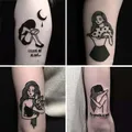 Tatouages temporaires pour hommes et femmes croquis noir Art corporel faux tatouage autocollants