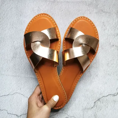 Chaussures de plage en cuir pour femmes sandales à surface imbriquée à enfiler cool grande