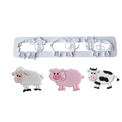 Moules à découper en forme d'animaux de la ferme 5.0 de mouton de vache de dessin animé de