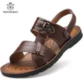 Sandales de plage en cuir véritable pour hommes chaussures de marche en plein air confortables et