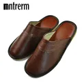 Mntrerm – pantoufles de luxe en cuir de vache pour hommes et femmes tongs d'intérieur chaussures