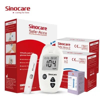 Sinocare – Lecteur de glycémie Safe-Accu glucomètre mesure taux de sucre test de kit avec