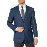 Adam Baker by Douglas & Grahame Men's 43114 Single Breasted 100% Wool Ultra Slim Fit Blazer/Sport Coat - Blue Plaid - 44R