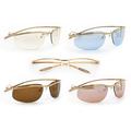 QT-SUN Spex Rimless - Kit Pack - 1 Frame w/ 4 Fashionable Magnetic Clip-On Sunglass Lenses - Outdoor Activity Men and Women - Gold