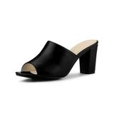 Allegra K Women's Slip On Block Heel Slide Sandals Mules