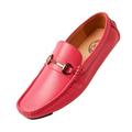 Amali Mens Perforated Casual Driving Moccasins Slip On Shoes with Metal Buckle Trina Pink Size 10
