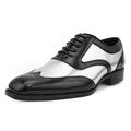 Bolano Mens Oxford Block Heel Two Tone Lace Up Tuxedo Dress Shoes Silver Size 10