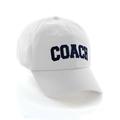 Sports Team Coach Baseball Hat Layered Arch Letters Unstructured Low Profile Cap, White Hat Black Navy Letters