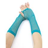 Allegra K Women's Elbow Length Fingerless Fishnet Thumbhole Gloves