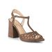 Klub Nico TESSA Heeled Sandals Truffle Suede Open Toe Block Heel Laser-cut Pump (10, Truffle)