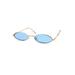 Unisex Oval Round Hippie Color Lens Metal Sunglasses Gold Blue