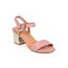 New Women Heart.thentic Gail10 Faux Suede Metallic Block Heel Ankle Strap Sandal