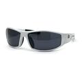 Xloop Kids Size Boys Warp Around Plastic Sport Rectangle Sunglasses Silver Black