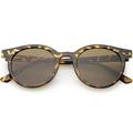 Retro Horn Rimmed Sunglasses Round Neutral Colored Flat Lens 51mm (Tortoise / Brown )