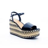 Schutz Lohane Black Espadrille Leather Vamp Ankle Strap Platform Wedge Sandal (10)