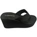 L-2155HH Women High Wedge Platform Slides Flip Flop Open Toe Sandal Black