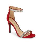 Lauren Lorraine Nesha Red Crystal Embellished Zipper Back Stiletto Sandal (8, Red)