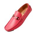 Amali Mens Perforated Casual Driving Moccasins Slip On Shoes with Metal Buckle Trina Pink Size 11