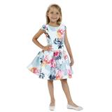 Kids Dream Little Girls Baby Blue Floral Print Mikado Flower Girl Dress