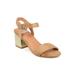 New Women Heart.thentic Gail10 Faux Suede Metallic Block Heel Ankle Strap Sandal