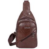 Men's Casual PU Leather Chest Sling Backpack Crossbody Shoulder Bag