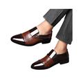 Mens Pointed Toe Wedding Business Zipper Slip On Leather Block Formal Office Work Shoes