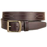 30" Tory Leather 1-1/2 Inch Belt W/ Stitch Pattern Repeated 3 Times Havana