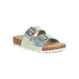 Women Leatherette Open Toe Buckled Cork Footbed Slide Sandal 18757