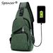 Spencer Men Crossbody Chest Backpack Messenger Shoulder Sling Bag Daypack with USB Charging for Travel (6.3*2.7*12.6inch, Green)