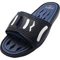 Norty Mens Summer Comfort Casual Slide Flat Strap Shower Sandals Slip On Shoes 40343-10D(M)US Navy