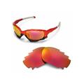 Walleva Fire Red Polarized Vented Replacement Lenses for Oakley Racing Jacket Sunglasses