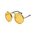 Men Steampunk Sunglasses Round Metal Retro Circular Flip Up Sun Glasses Eyewear