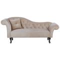 Chaise longue côté gauche en velours beige