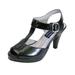 FIC PEERAGE Margie Women Extra Wide Width Platform Heeled Sandal BLACK 6.5