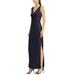 Ralph Lauren Womens Noria Metallic Surplice Dress 6 Navy