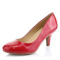 DailyShoes Women's Comfortable Elegant high Cushioned Casual Low Heels Formal Office Lady Round Toe Stiletto Pumps Shoes, Red Patent Leather, 5.5 B(M)