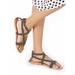 Womens Cross Strap Sandals Flip Flop Ankle Buckle Gladiator Summer Braided Flat Shoes Black/Beige