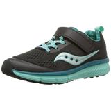 Saucony Girls' Ideal a/C Running Shoe, Black/Turquoise, 10.5 Wide US Little Kid