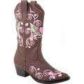Roper Kids Girls Flying Heart Round Toe Western Cowboy Boots Mid Calf