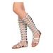 New Women Indulge Athena-I Knee High Strappy Flat Gladiator Sandal