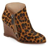 1.State Kaleb Wedge Brown Multi Leopard Ankle Bootie Mid Wedge Designer Boot (9.5, Brown Multi)