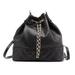 Beaute Bags Convertible Bucket Handbag in Vegan Leather Snap Closure, Drawstring Bucket Bag Converts to Knapsack Tote Bag, The Bucket Convertible Backpack (large, black quilted)