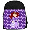 Purple Heart Princess 13" x 10" Black Preschool Toddler Children's Backpack & Pencil Case Set