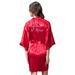 Turquaz Linen Satin Kimono Rhinestone Maid of Honor Robe (Small/Medium, red)